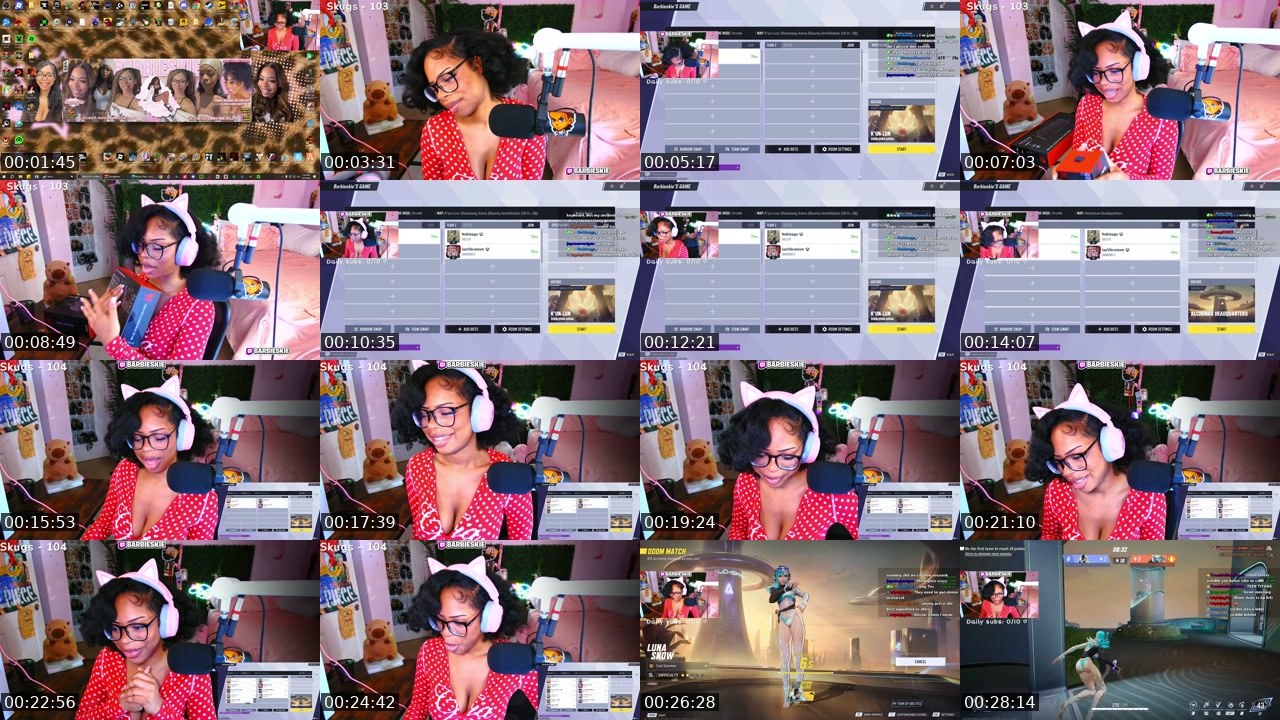 Contact-sheet preview of barbieskie's Twitch recording
