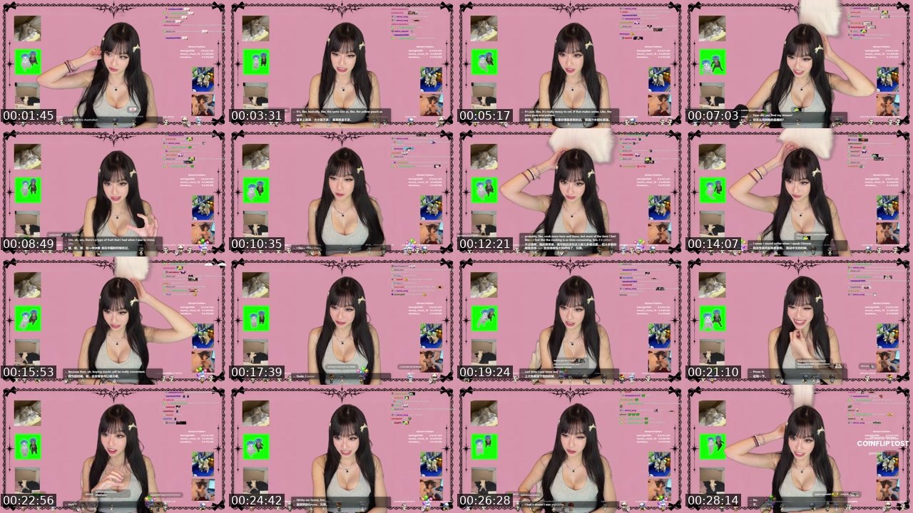 Contact-sheet preview of Dinah's Twitch recording