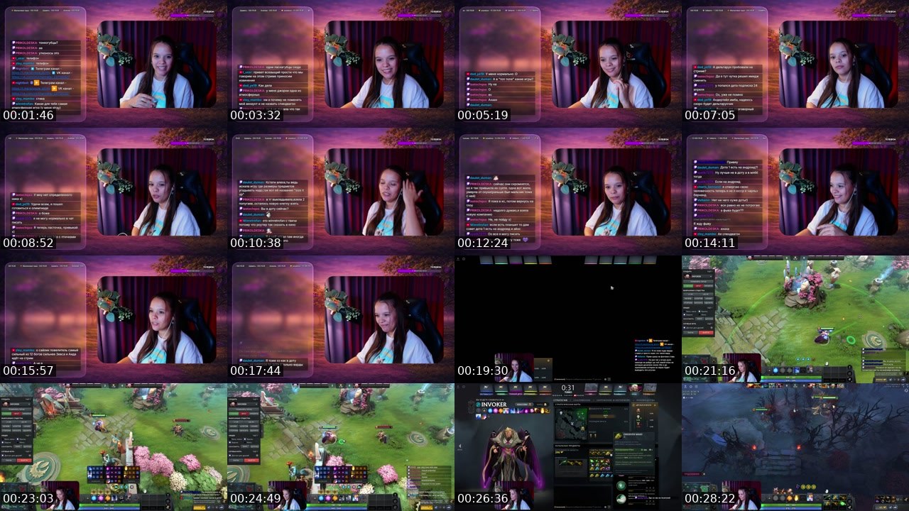 Contact-sheet preview of alena_slivka's Twitch recording