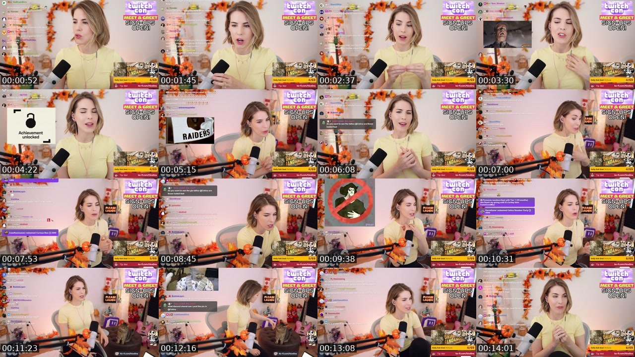 Contact-sheet preview of Celina's Twitch recording