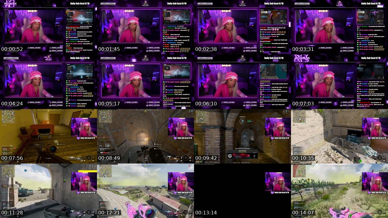 Contact-sheet preview of BadAxx_QueenBee's Twitch recording