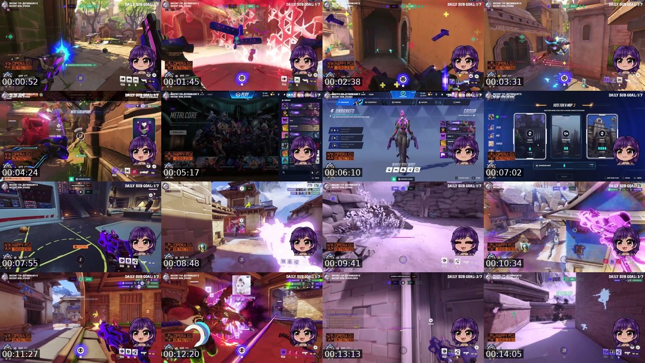 Contact-sheet preview of Corvina's Twitch recording