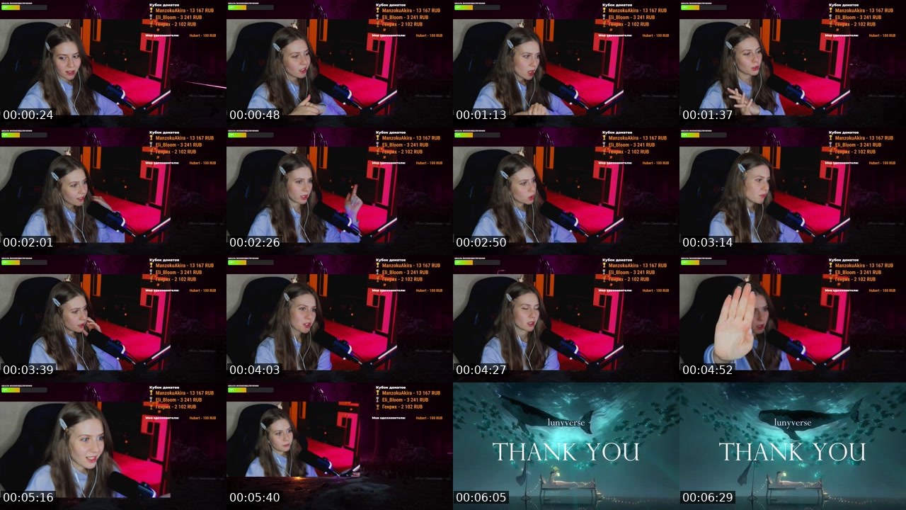 Contact-sheet preview of lunyverse's Twitch recording