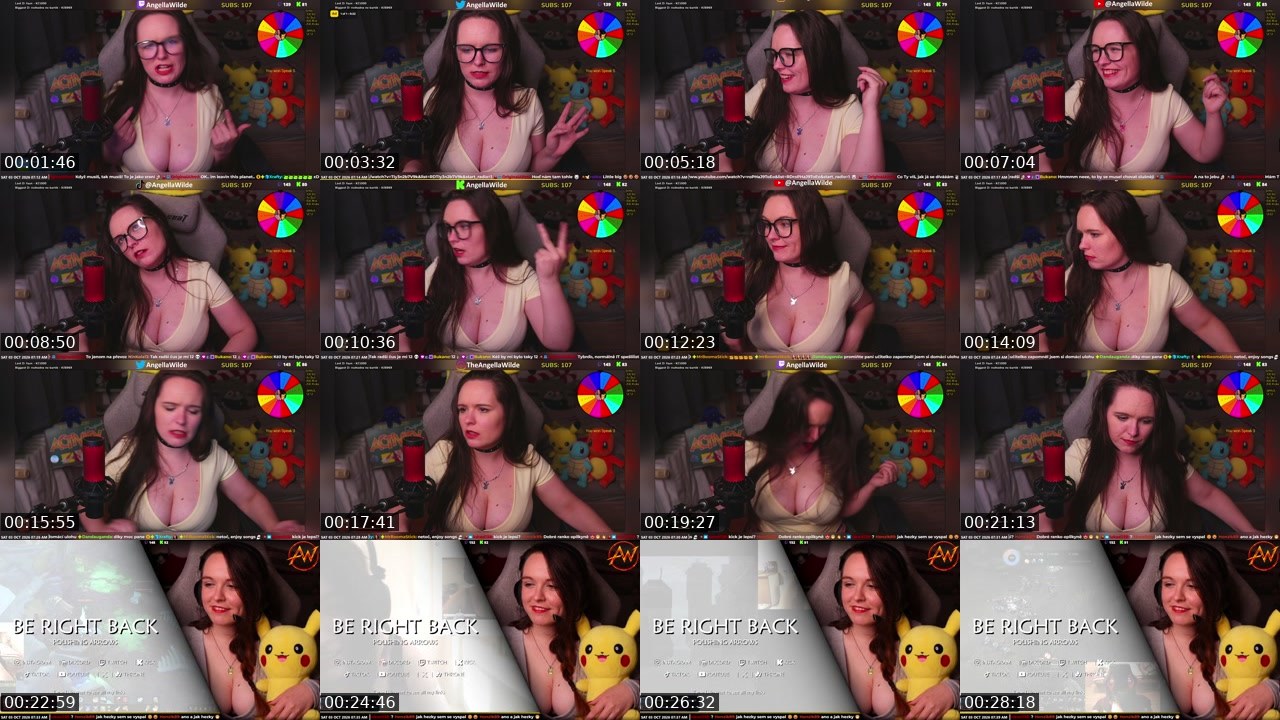 Contact-sheet preview of AngellaWilde's Twitch recording