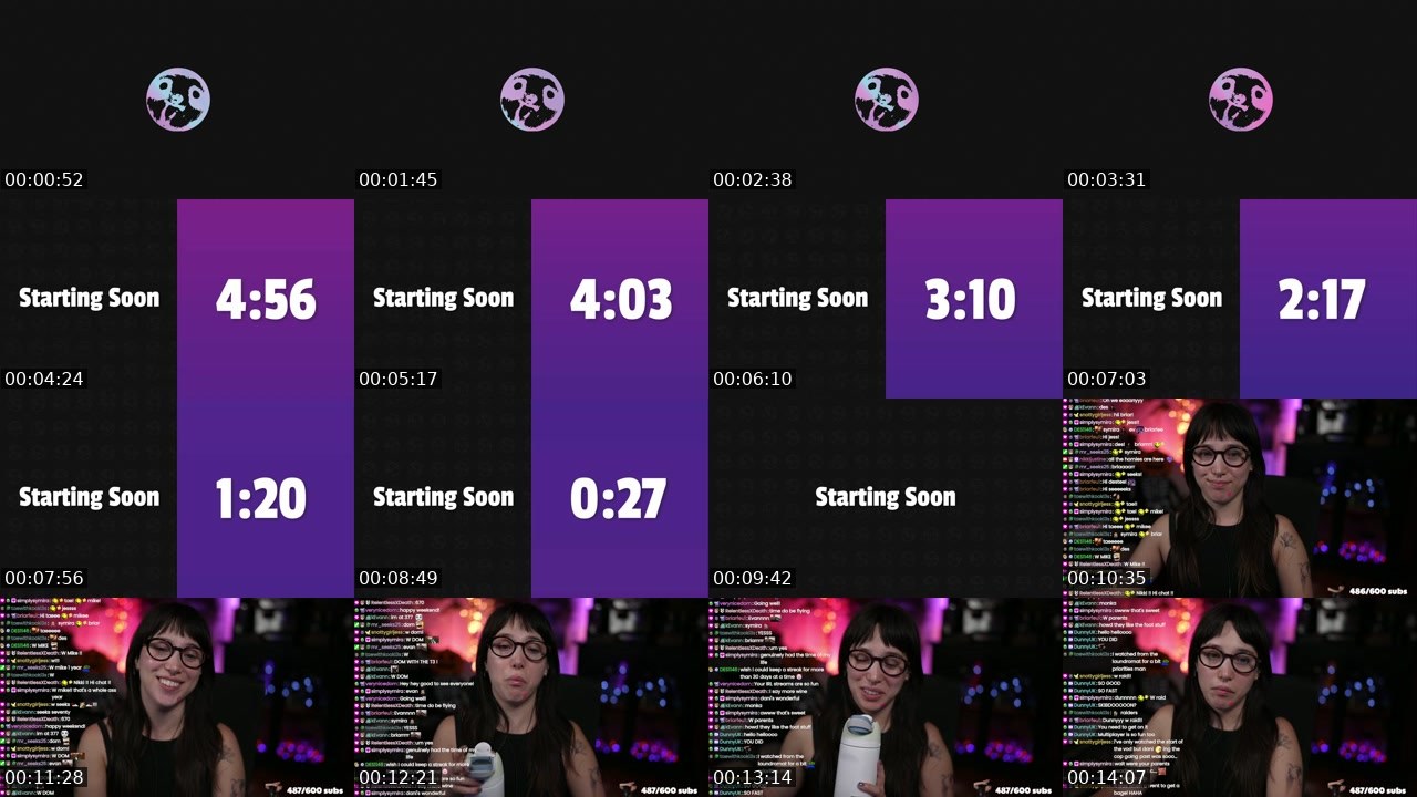 Contact-sheet preview of nikkijustine's Twitch recording