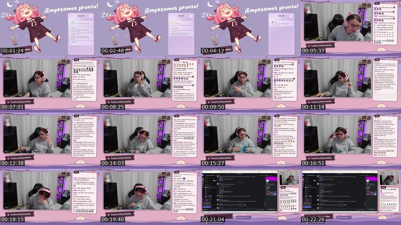 Contact-sheet preview of hitomikeiko's Twitch recording