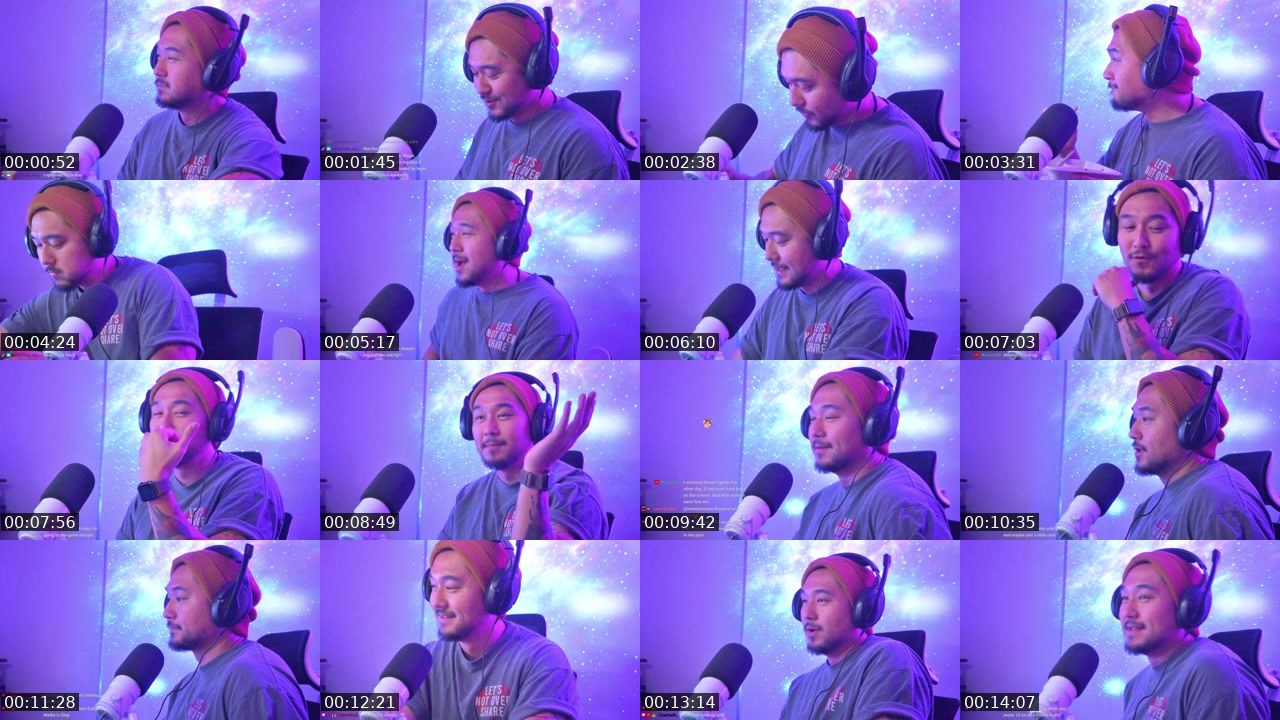 Contact-sheet preview of jiggashow's Twitch recording
