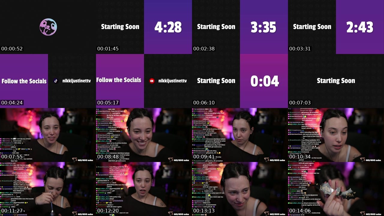 Contact-sheet preview of nikkijustine's Twitch recording