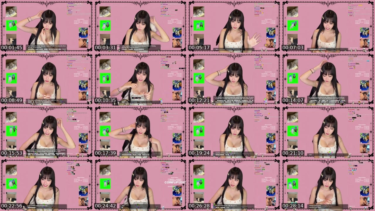 Contact-sheet preview of Dinah's Twitch recording