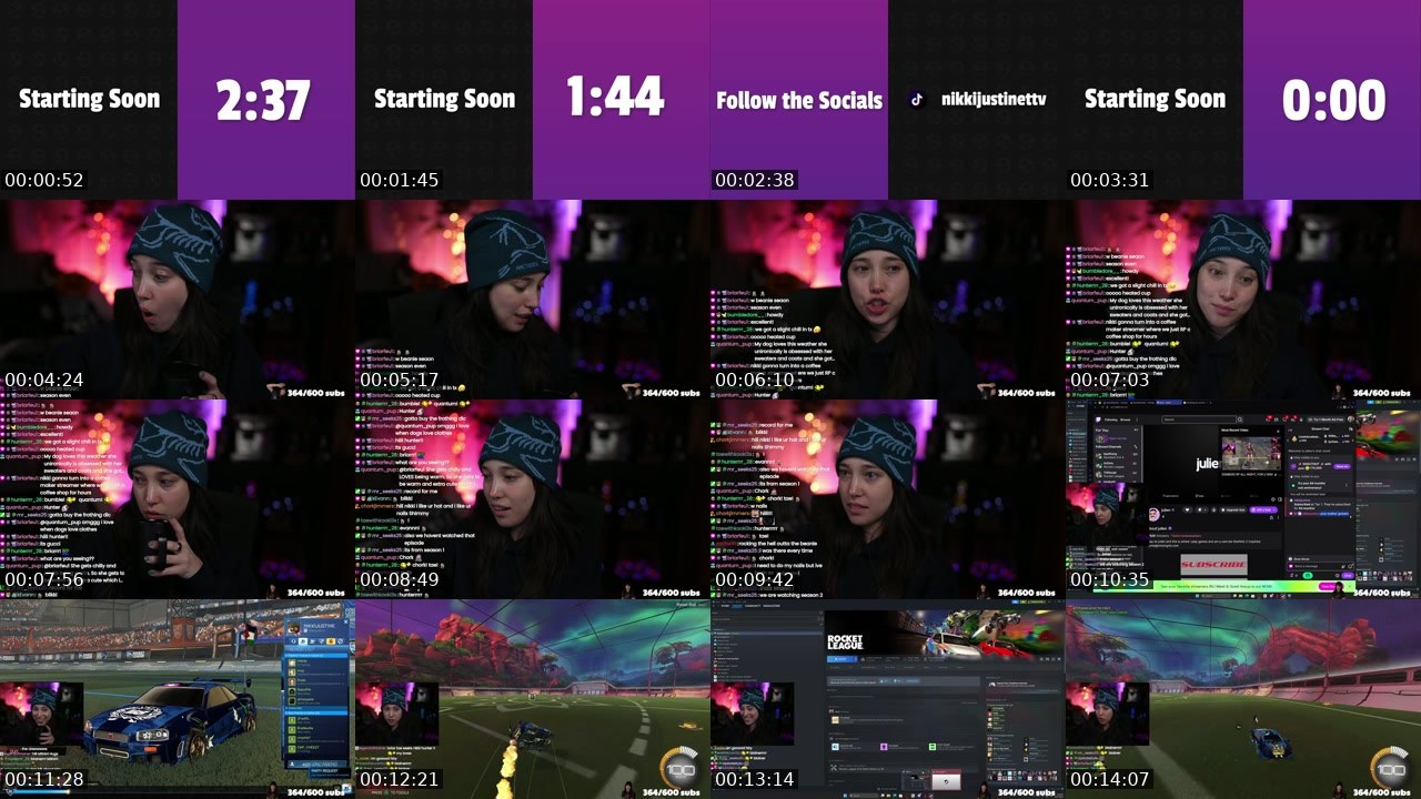 Contact-sheet preview of nikkijustine's Twitch recording
