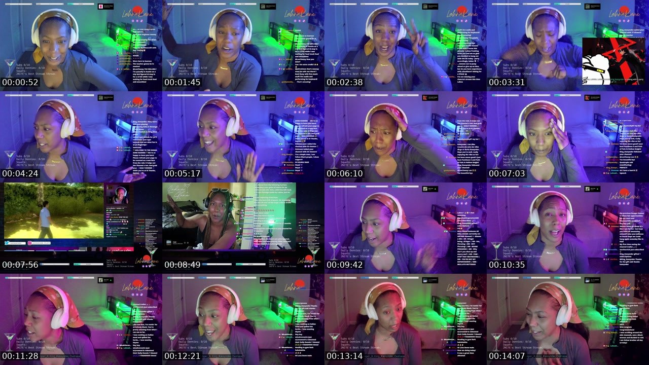 Contact-sheet preview of LahnaKane's Twitch recording