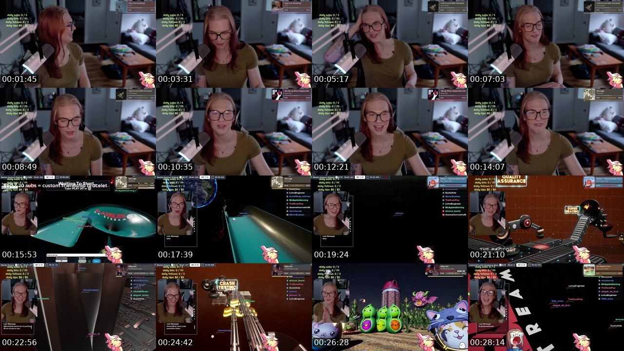 Contact-sheet preview of TheRoxiePop's Twitch recording
