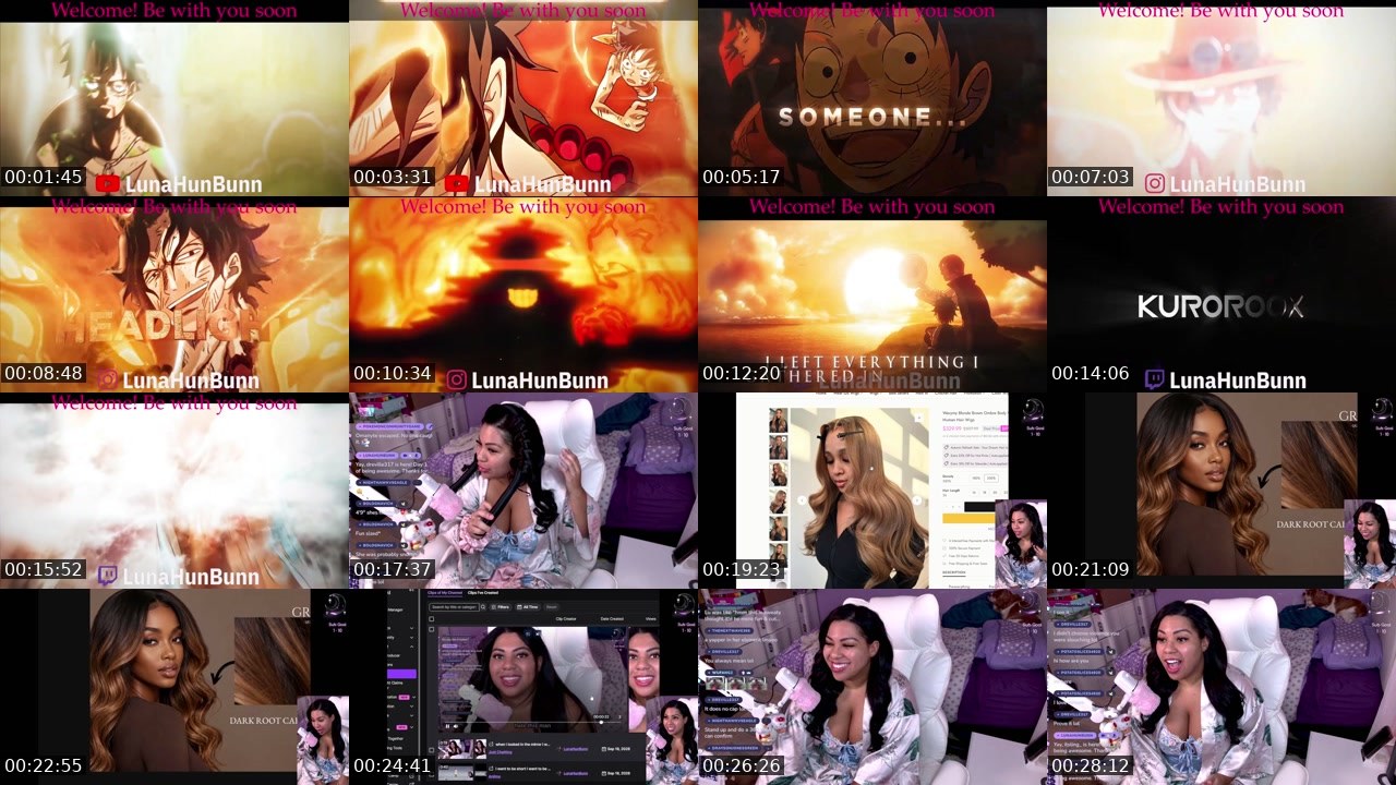 Contact-sheet preview of LunaHunBunn's Twitch recording