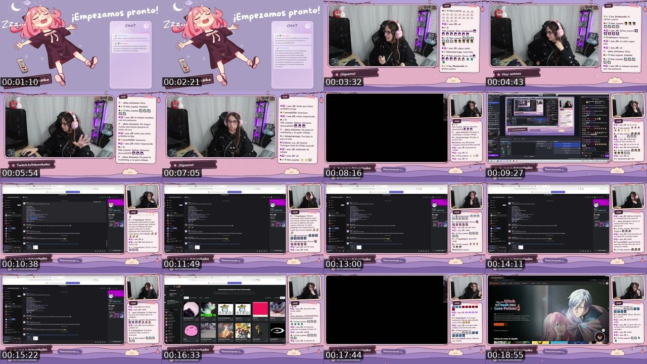 Contact-sheet preview of hitomikeiko's Twitch recording