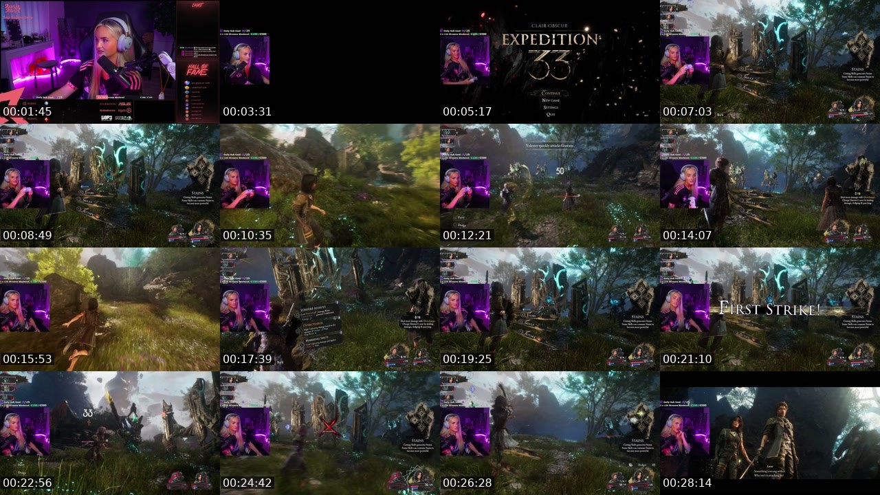 Contact-sheet preview of RosieRiver's Twitch recording