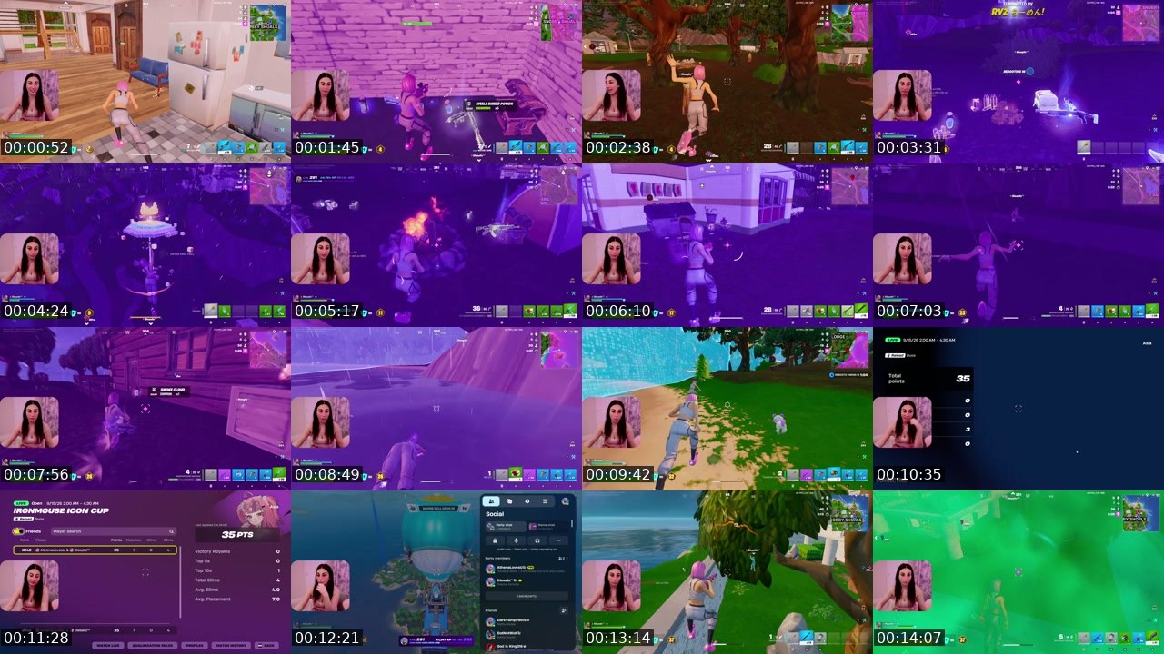 Contact-sheet preview of AthenaLovesU's Twitch recording