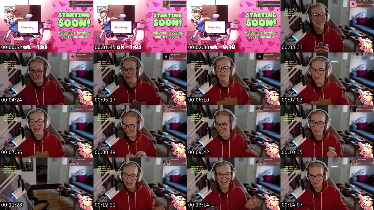 Contact-sheet preview of TheRoxiePop's Twitch recording