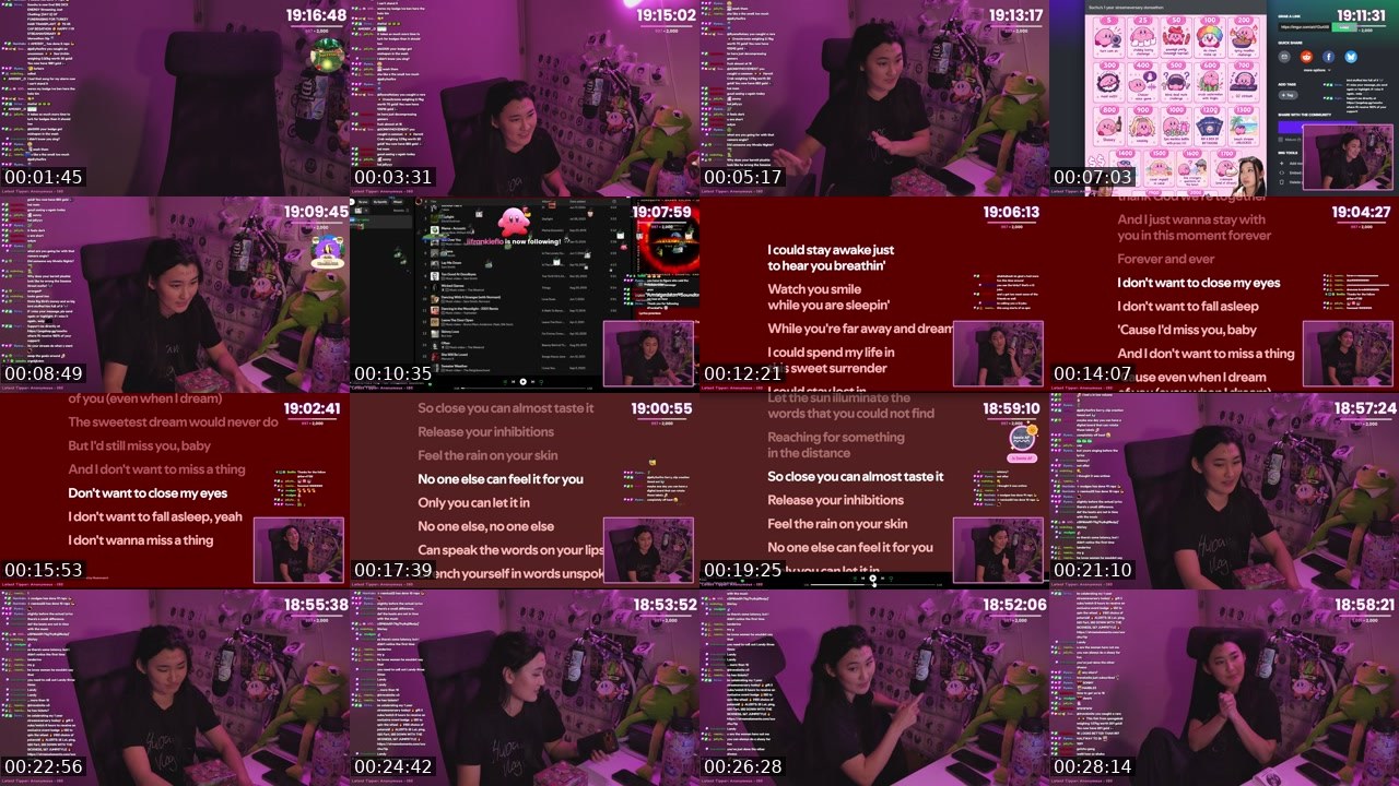 Contact-sheet preview of Soochu's Twitch recording
