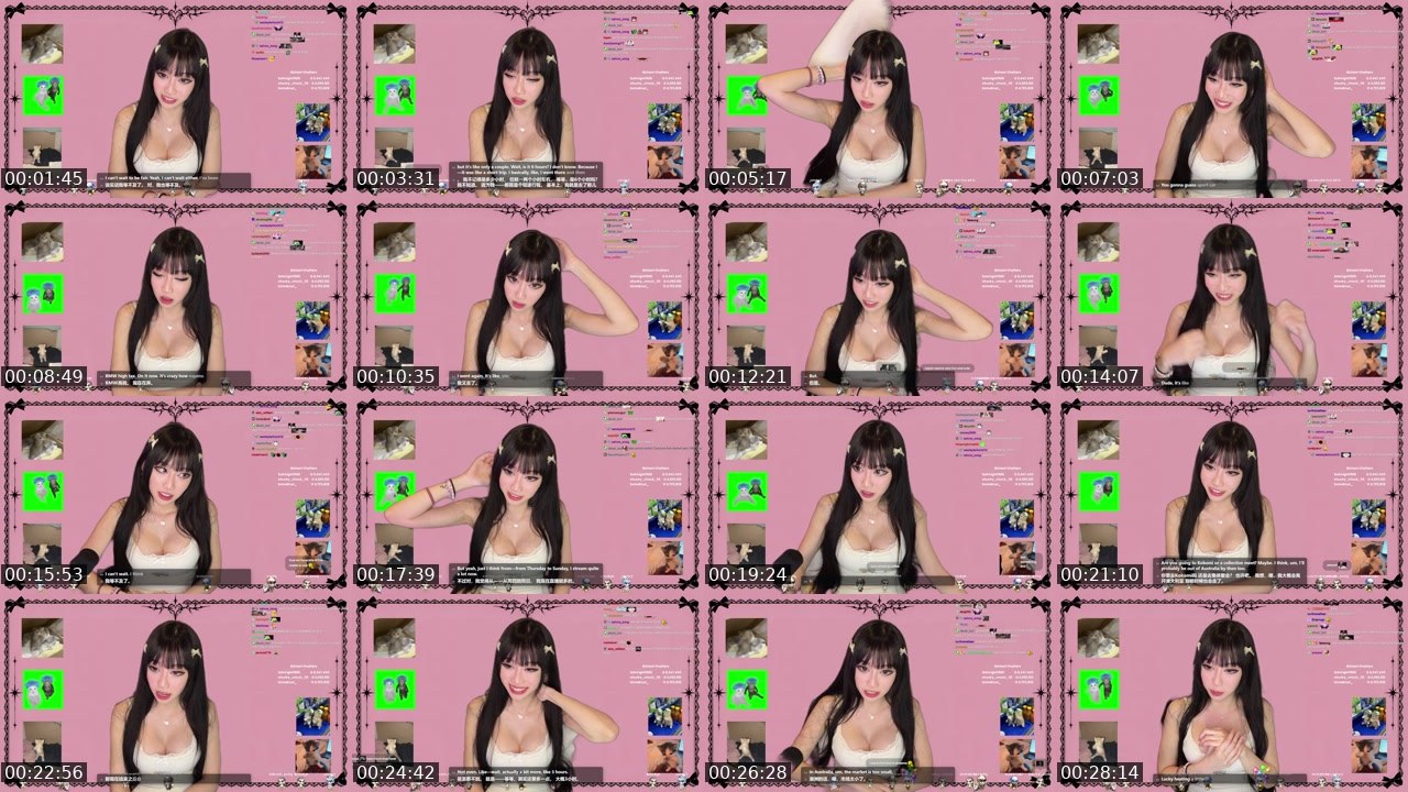 Contact-sheet preview of Dinah's Twitch recording