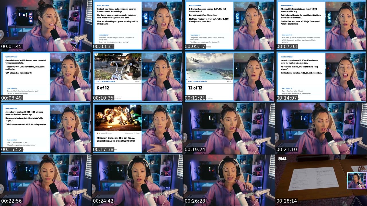 Contact-sheet preview of Avori's Twitch recording
