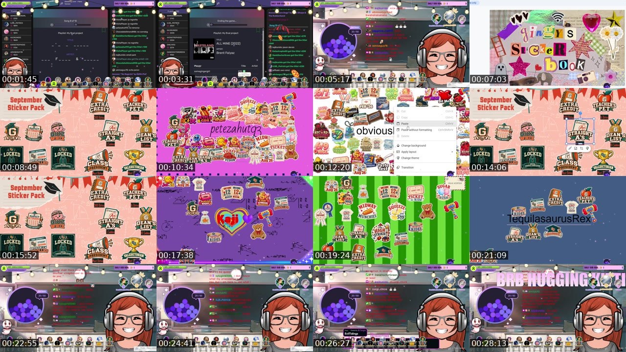Contact-sheet preview of somegingergirl's Twitch recording