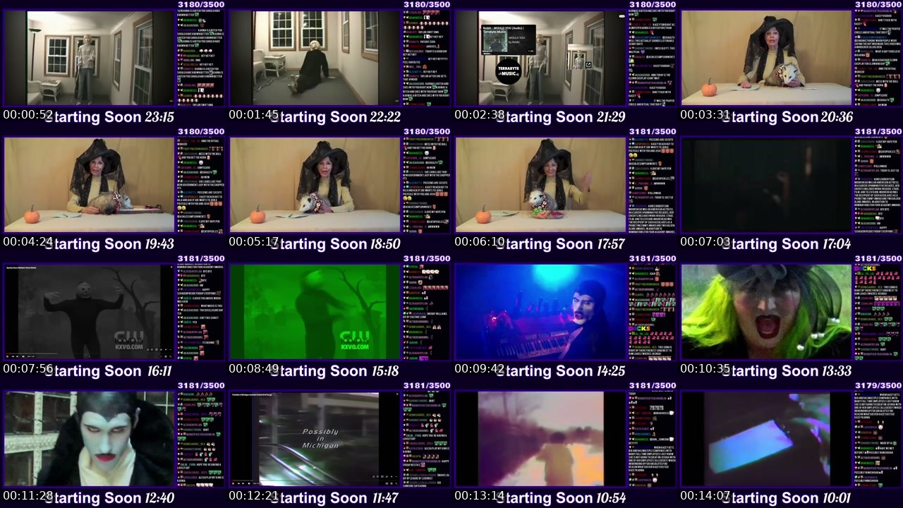 Contact-sheet preview of kacey's Twitch recording