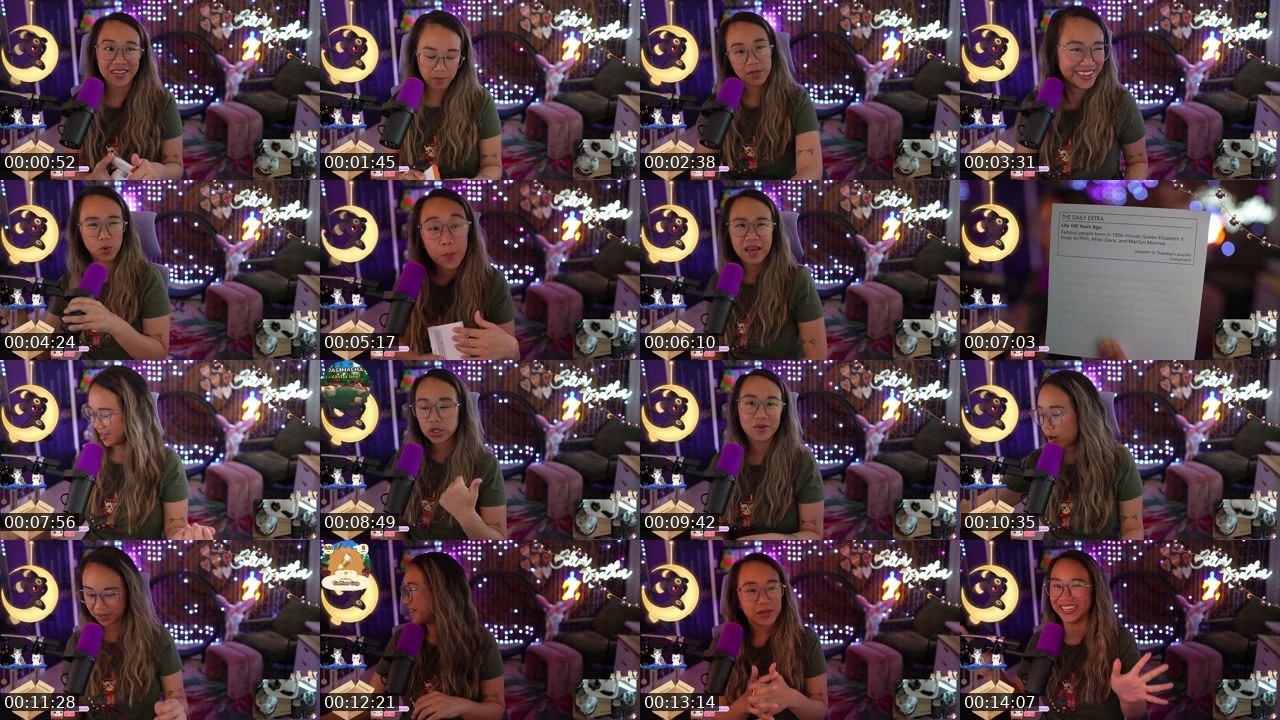 Contact-sheet preview of scillaxcats's Twitch recording