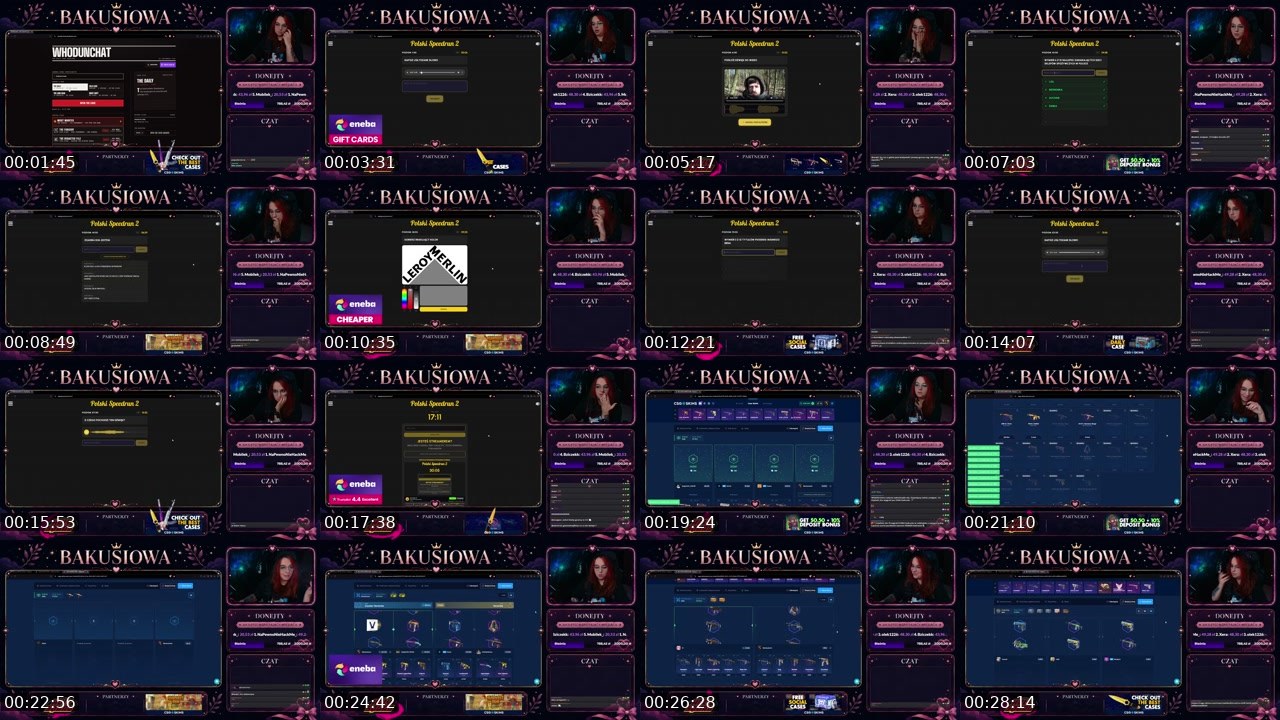Contact-sheet preview of Bakusiowa's Twitch recording