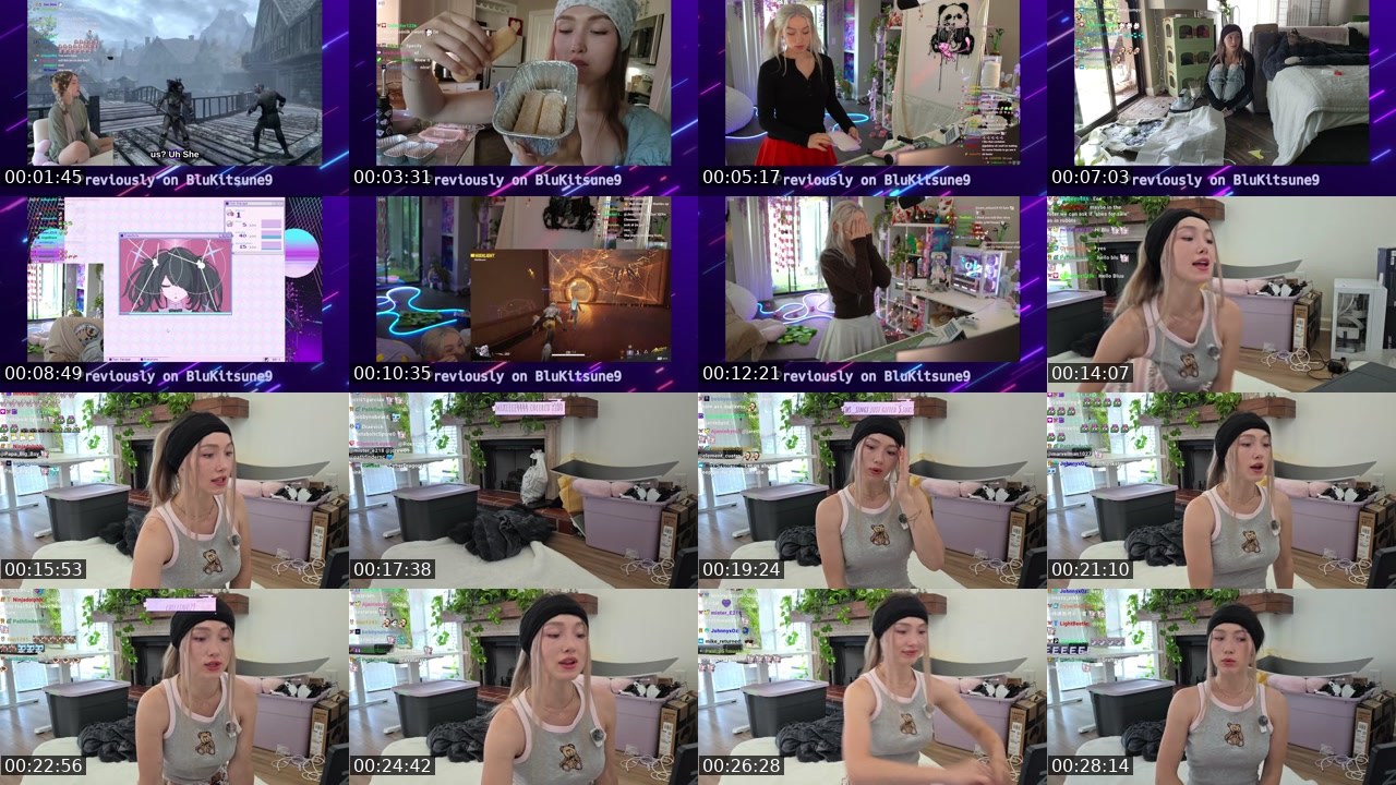 Contact-sheet preview of BluKitsune9's Twitch recording