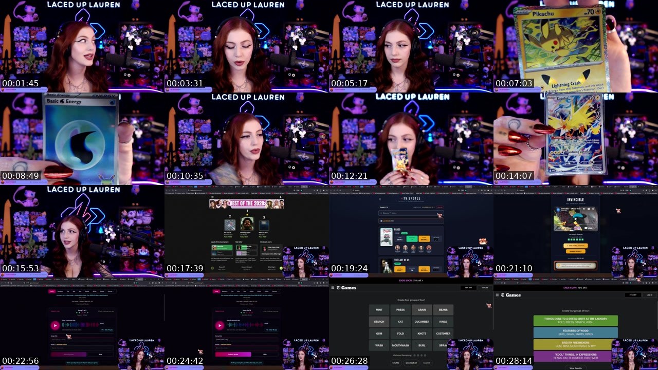 Contact-sheet preview of LacedUpLauren's Twitch recording