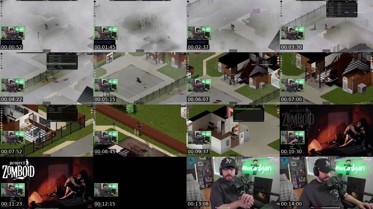 Contact-sheet preview of BenCardigan's Twitch recording