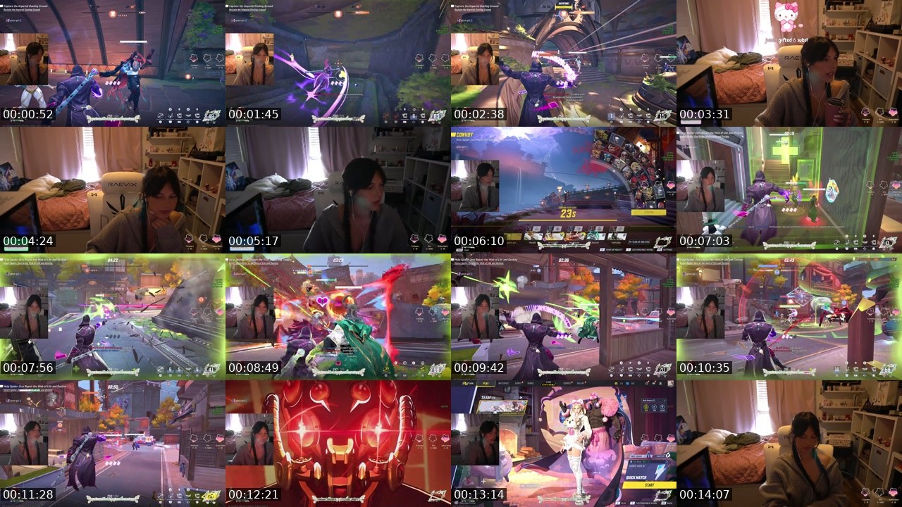 Contact-sheet preview of Ariella's Twitch recording