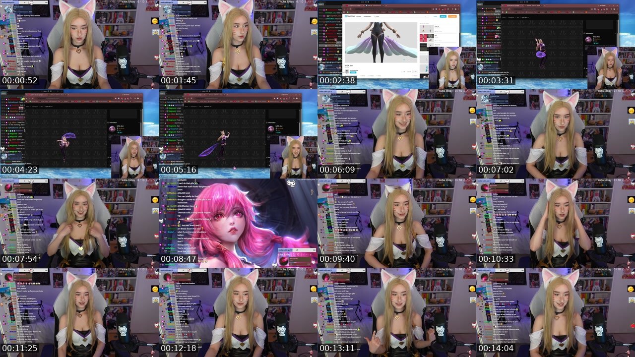 Contact-sheet preview of Allykitti's Twitch recording