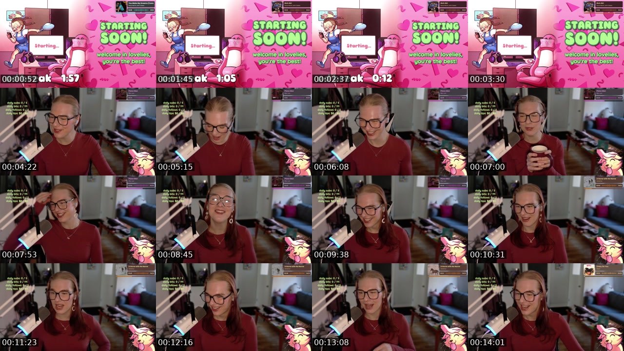 Contact-sheet preview of TheRoxiePop's Twitch recording