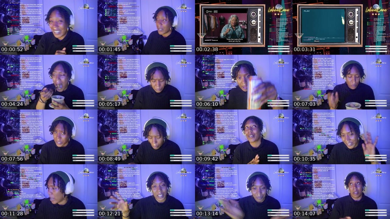 Contact-sheet preview of LahnaKane's Twitch recording