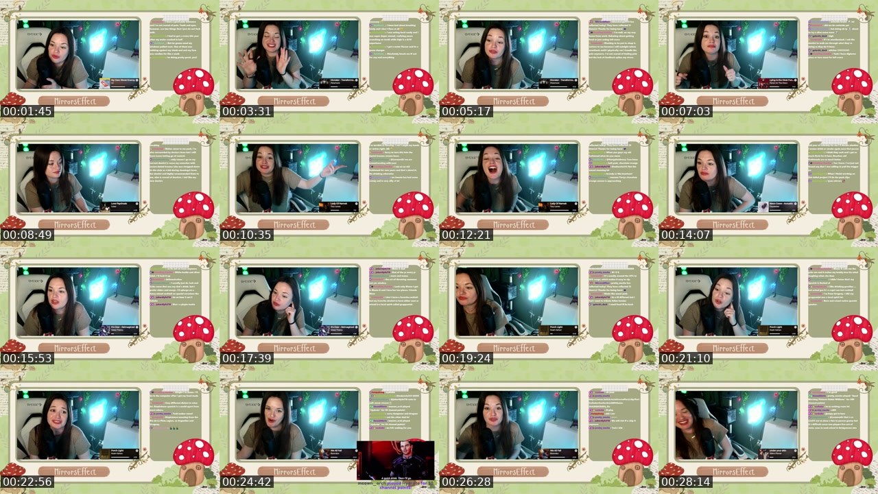Contact-sheet preview of MirrorsEffect's Twitch recording