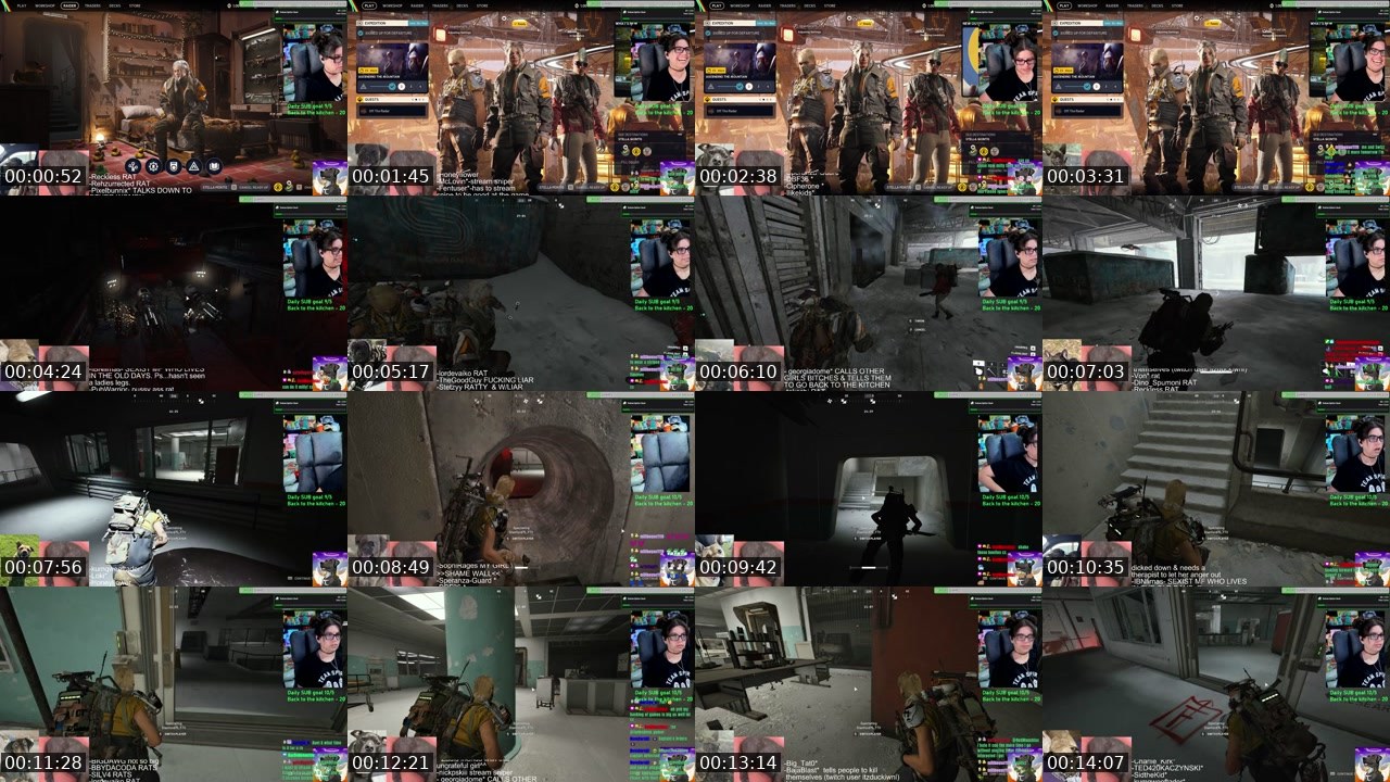 Contact-sheet preview of AuntKegger's Twitch recording