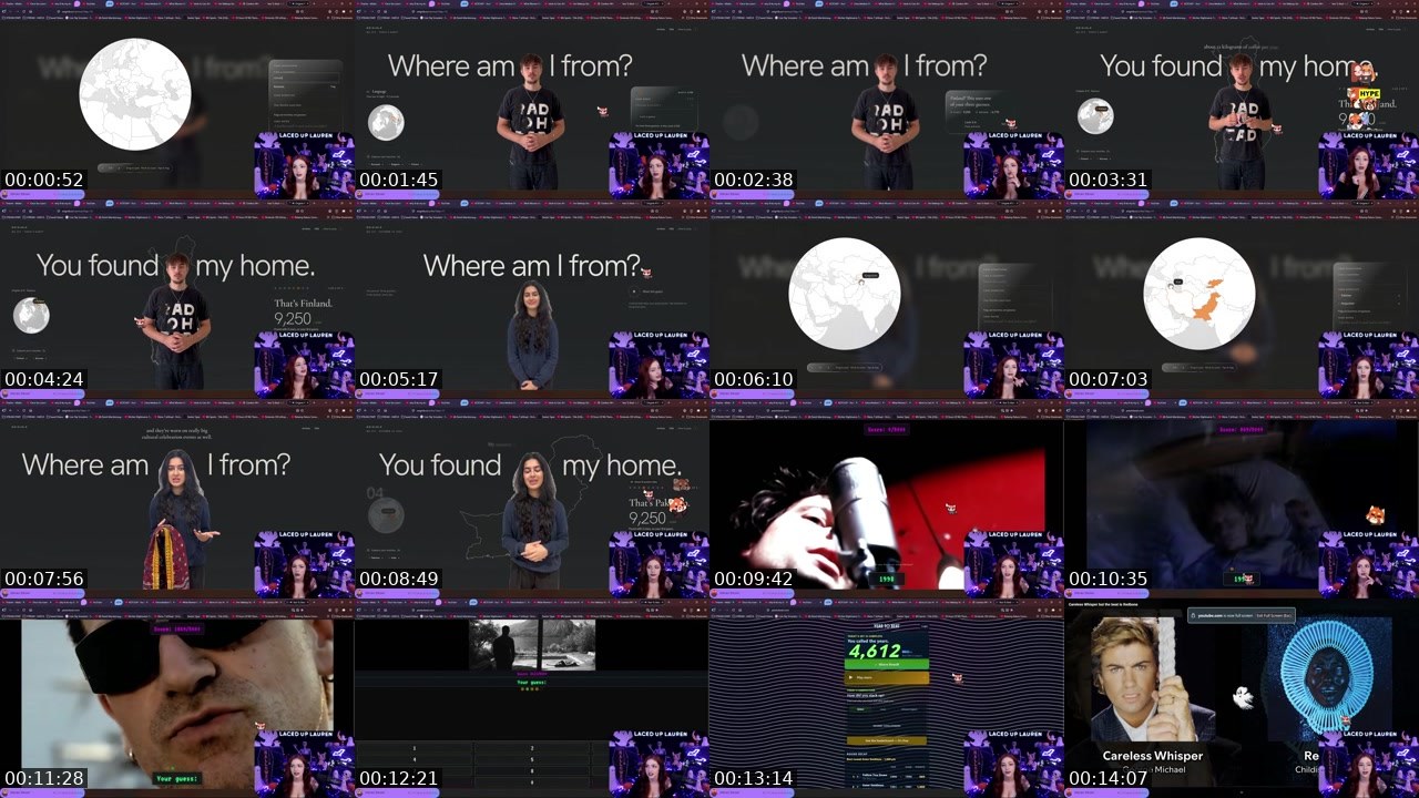 Contact-sheet preview of LacedUpLauren's Twitch recording