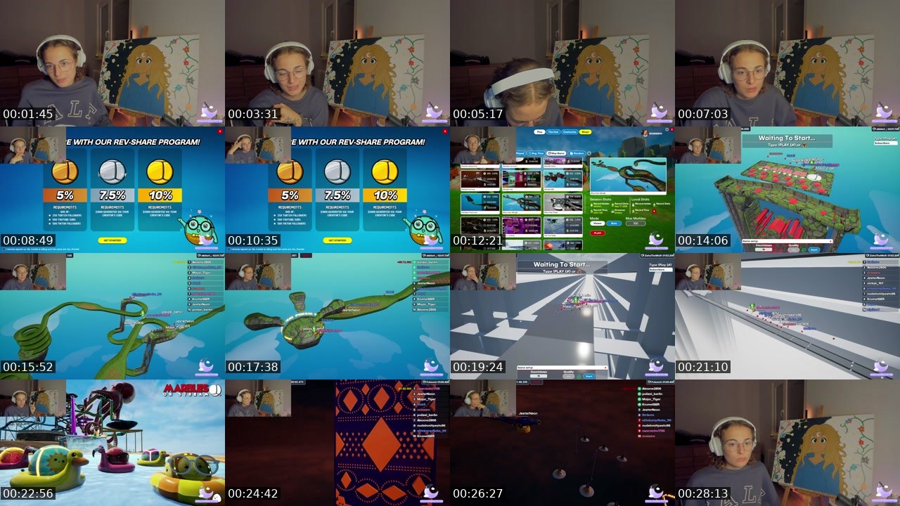 Contact-sheet preview of xcaaaro's Twitch recording
