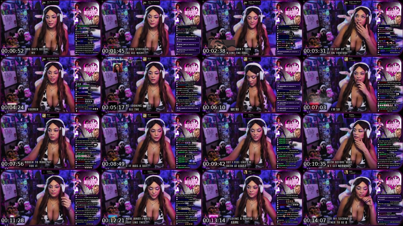 Contact-sheet preview of 0reoCakes's Twitch recording