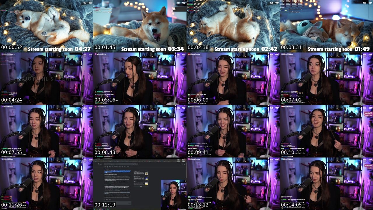 Contact-sheet preview of MissMikkaa's Twitch recording