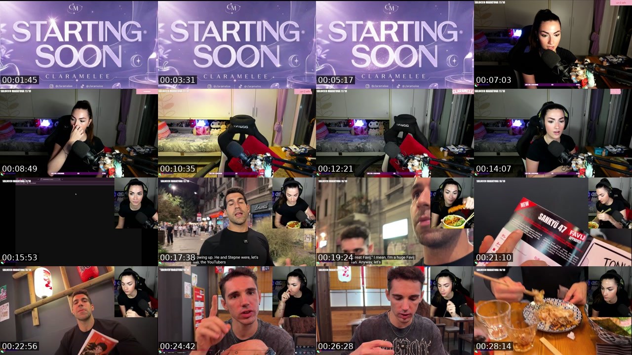 Contact-sheet preview of claramelee's Twitch recording