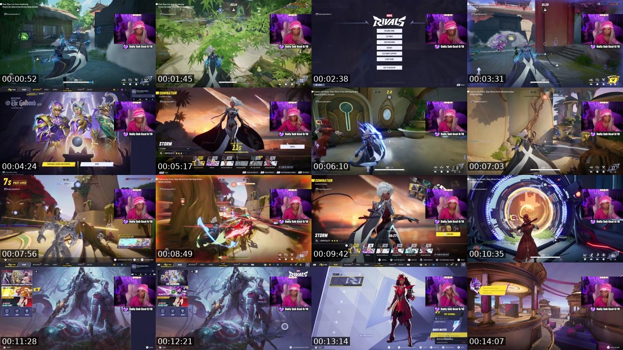 Contact-sheet preview of BadAxx_QueenBee's Twitch recording