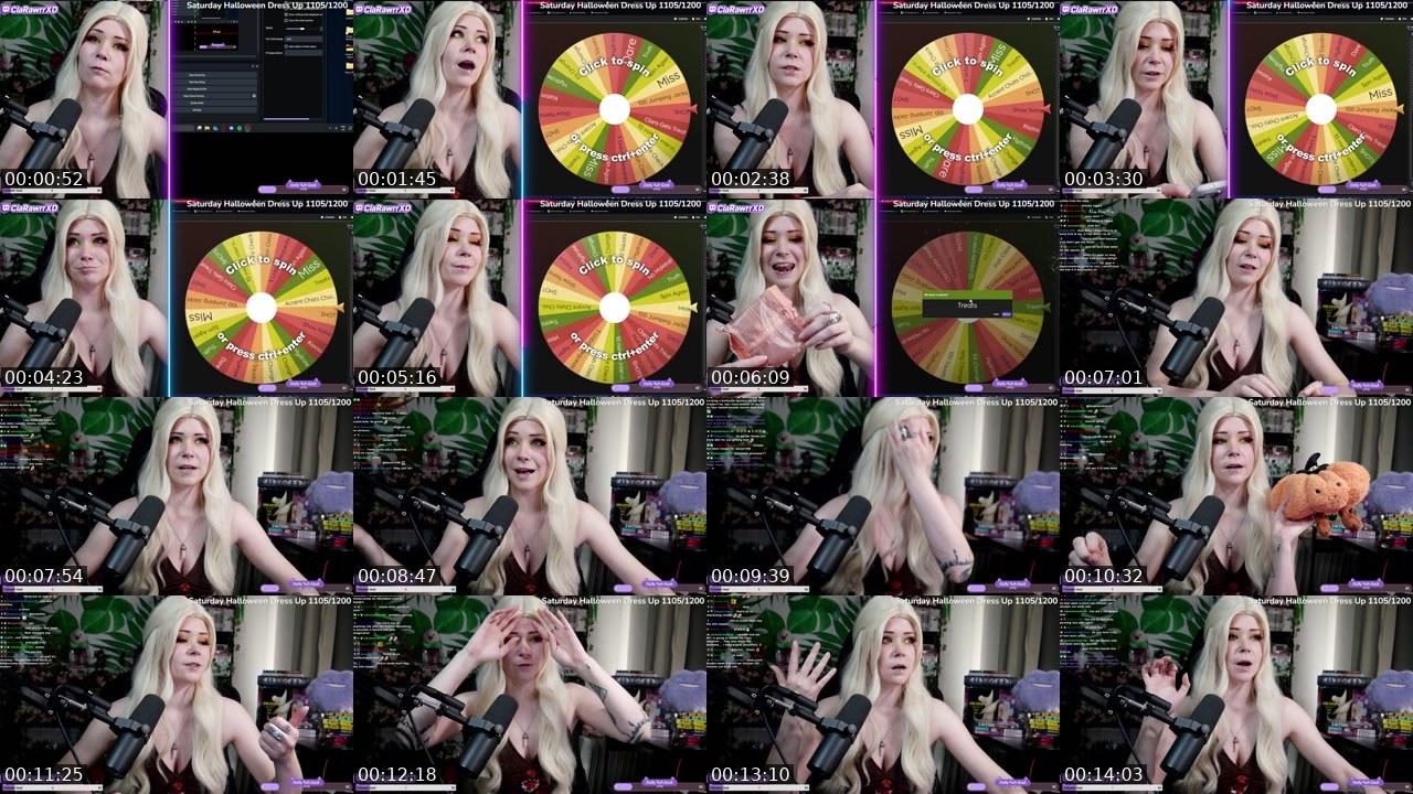 Contact-sheet preview of ClaRawrrXD's Twitch recording