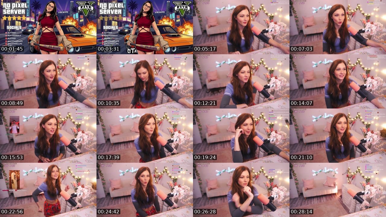 Contact-sheet preview of Aliythia's Twitch recording
