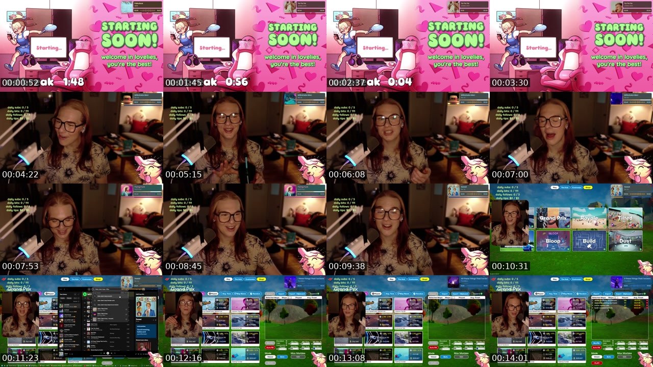 Contact-sheet preview of TheRoxiePop's Twitch recording