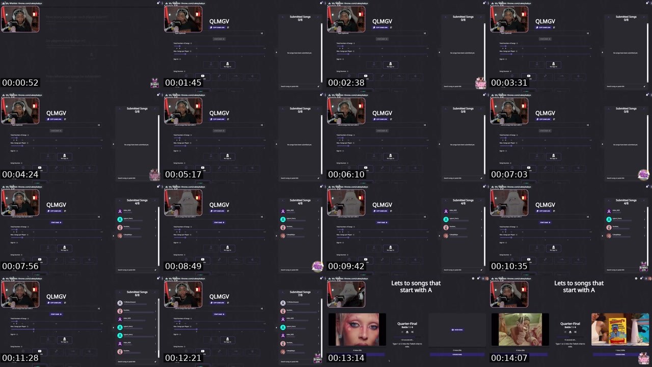 Contact-sheet preview of CakeyBabyx's Twitch recording