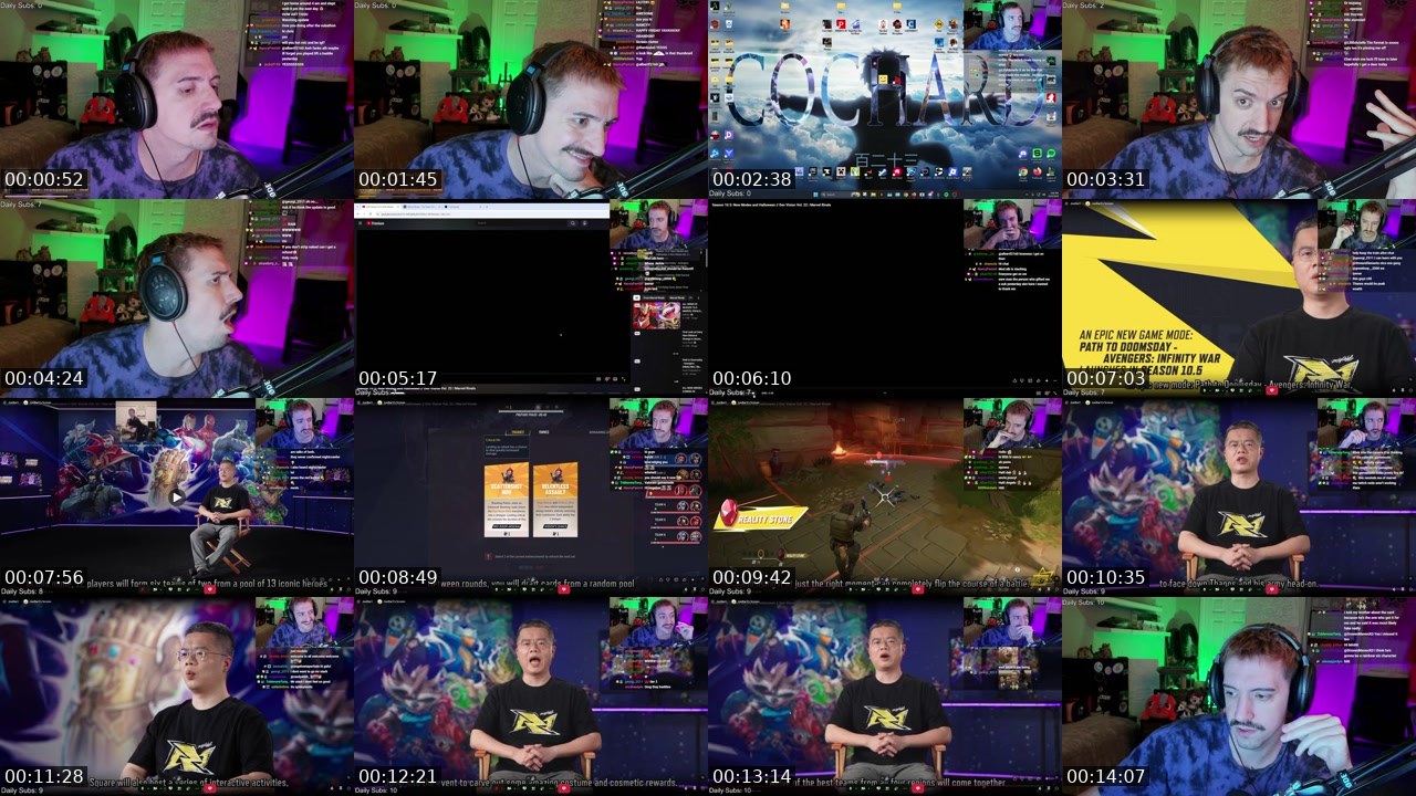 Contact-sheet preview of cochard's Twitch recording