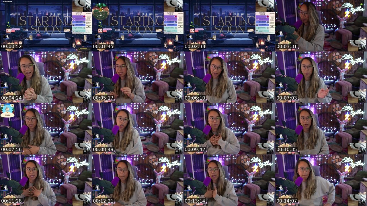 Contact-sheet preview of scillaxcats's Twitch recording