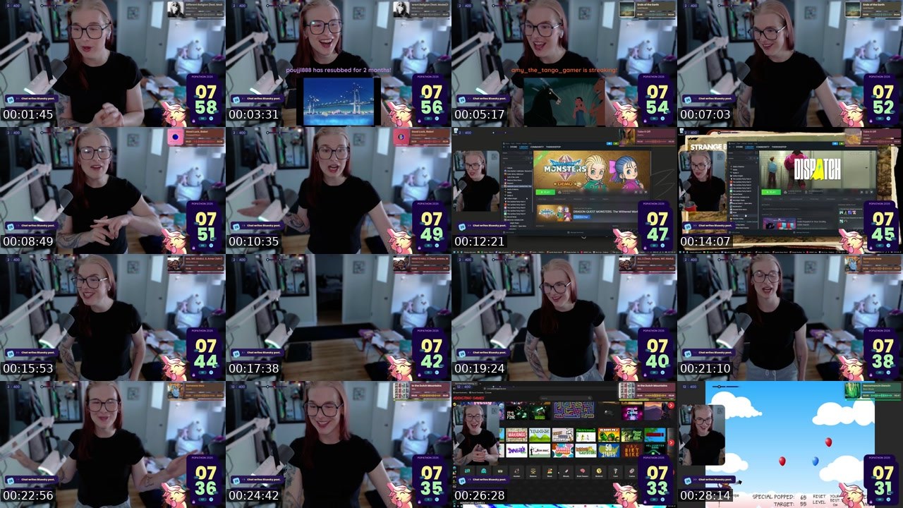 Contact-sheet preview of TheRoxiePop's Twitch recording